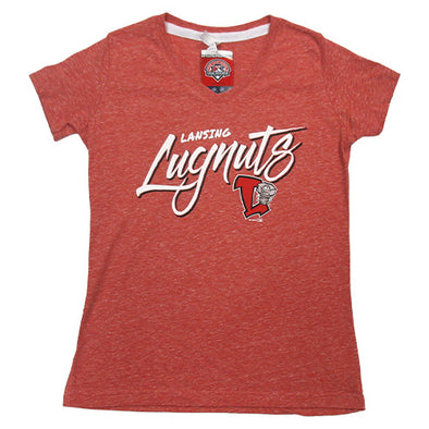 Lansing Lugnuts Ladies V-Neck Melange T-shirt